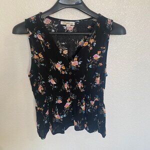 Black Floral Women's Top